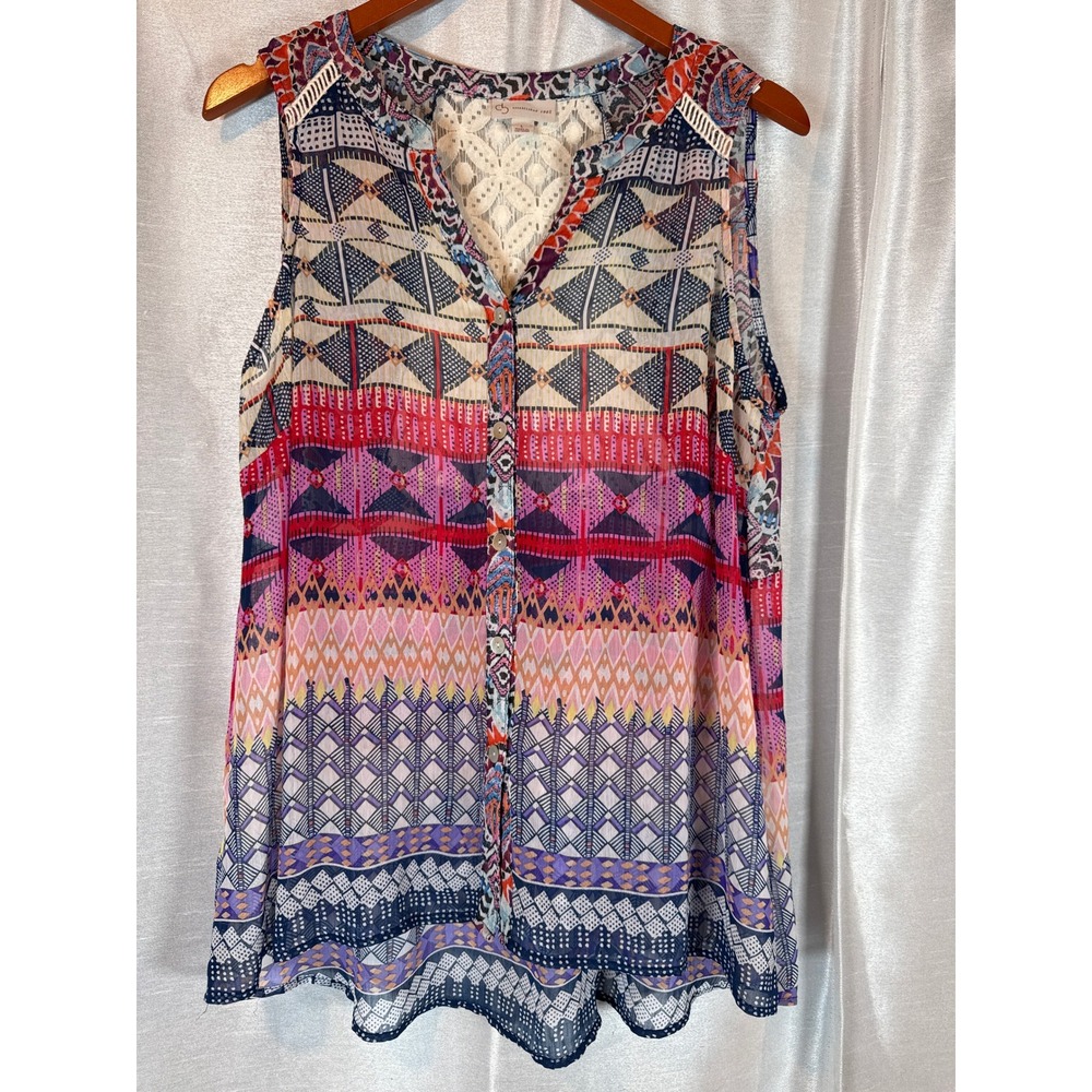 db Established 1962 Geometric multi Print Sleeveless Tunic Top Women's‎ Size L